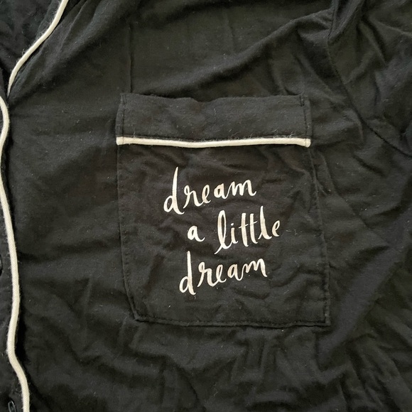 Kate Spade Black Women's Pajama Set with Pink Trim - Picture 2 of 5